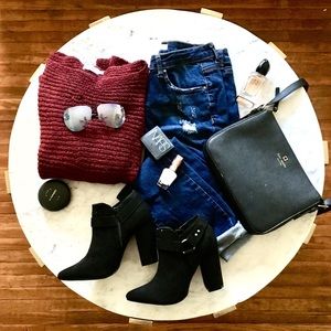 Maroon Loose Knit Sweater
